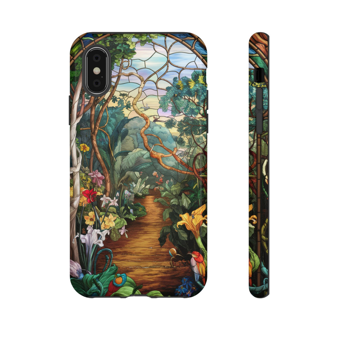 Phone Case - Stained Glass Garden Scene Phone Case Printify