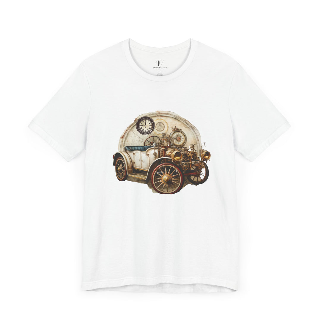 Steampunk Vintage Car T-Shirt T-Shirt Printify White S