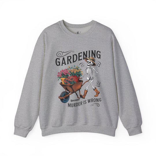 Skeleton Gardening Sweatshirt - Vintage Retro Sweatshirt Printify S Sport Grey