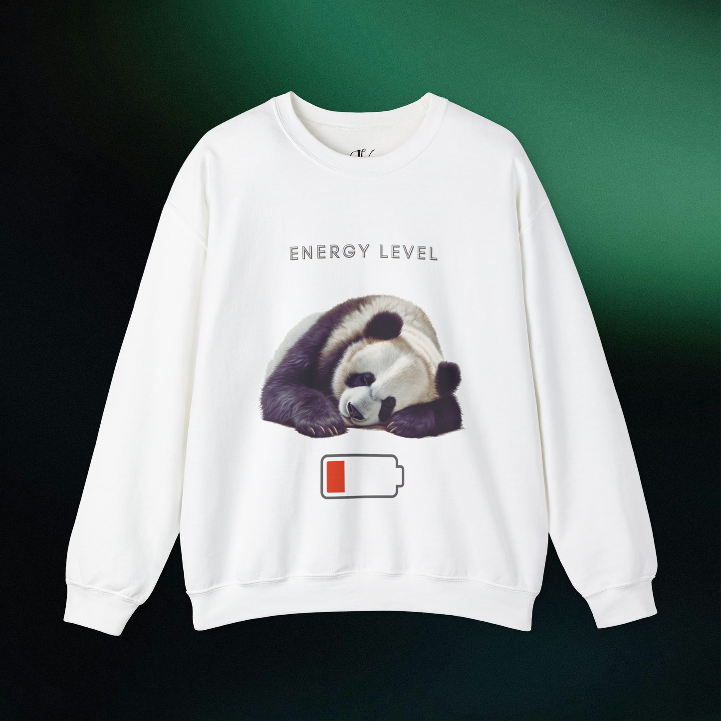Energy Level Panda Unisex Heavy Blend Crewneck Sweatshirt Sweatshirt S White 