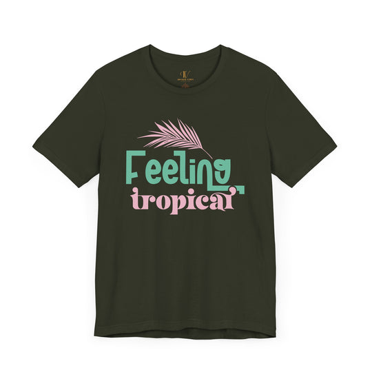 Palm Leaf Retro Tee T-Shirt Printify Dark Olive XS