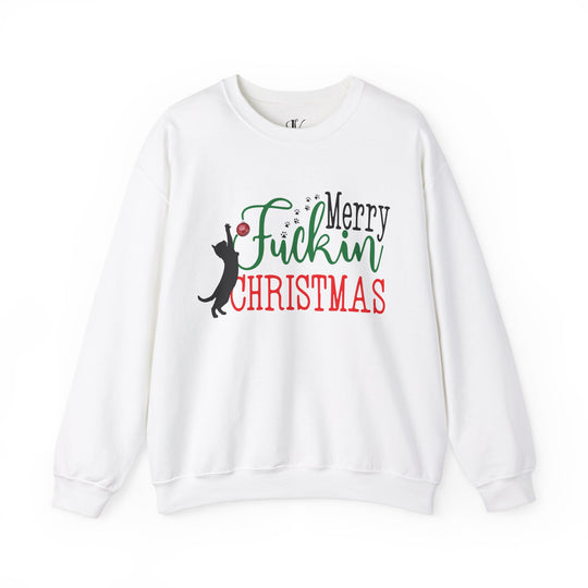 Christmas Cat Sweatshirt - Bold Profanity and Cat