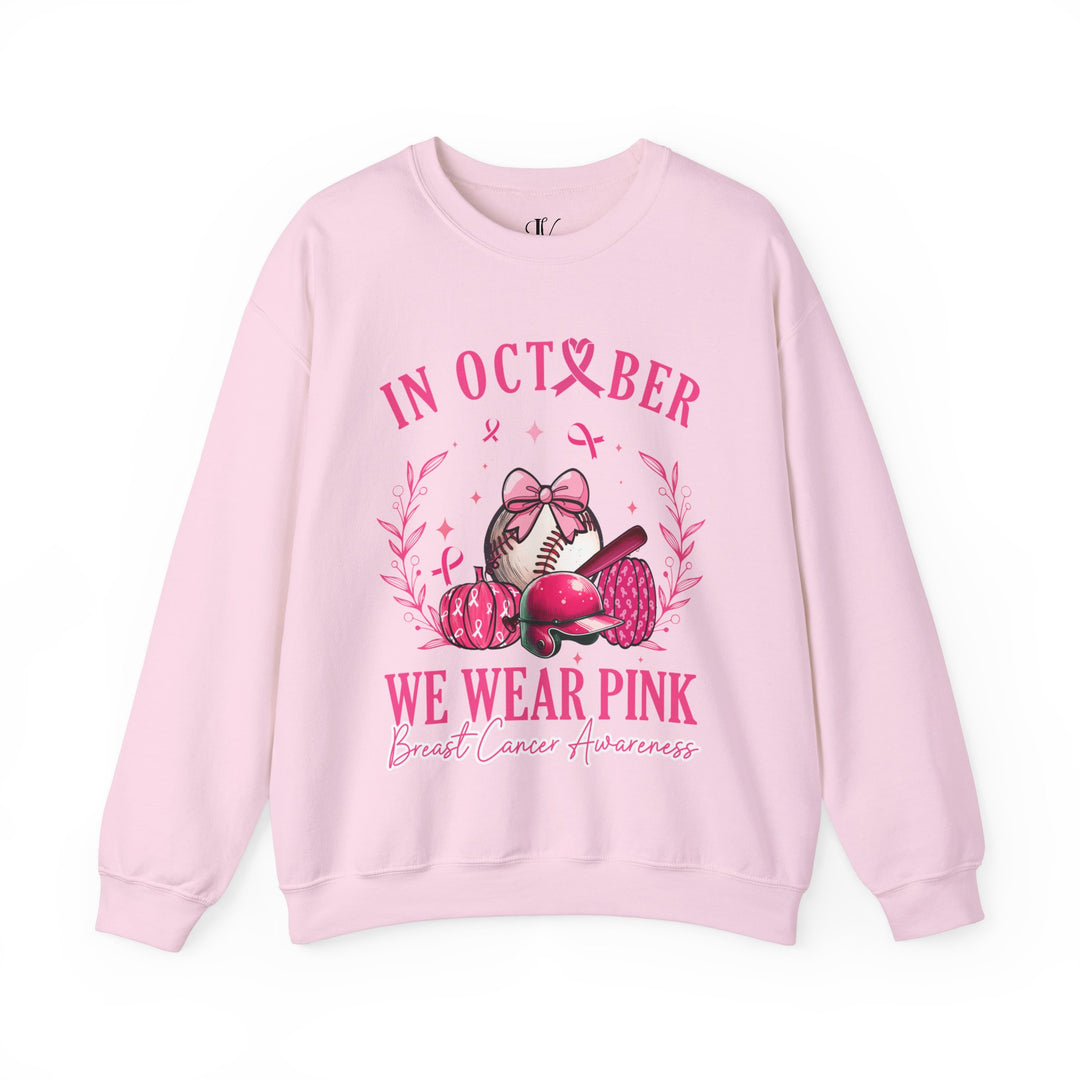 October Pink Baseball Sweatshirt - Breast Cancer Awareness