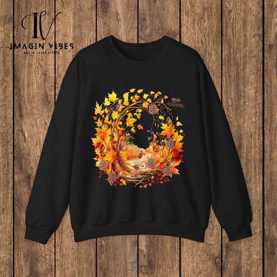ImaginVibes: Autumn's Embrace: A Cozy Celebration of Fall Sweatshirt S Black 