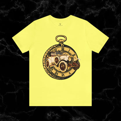 Ride in Style: Vintage Car Enthusiast T-Shirt with Classic Wheels and Timeless Appeal T-Shirt Yellow S 