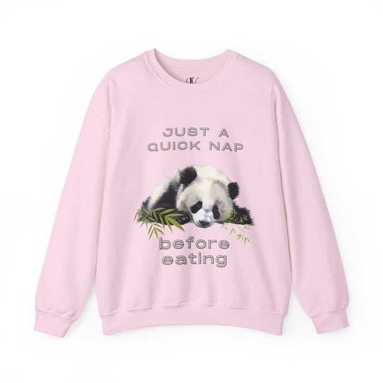 Sleeping Panda Sweatshirt - Just a Quick Nap Before Eating Sweatshirt Printify Light Pink S