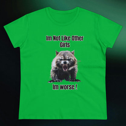 Funny Angry Raccoon T-Shirt | Im Not Like Other Girls T-Shirt Irish Green S 