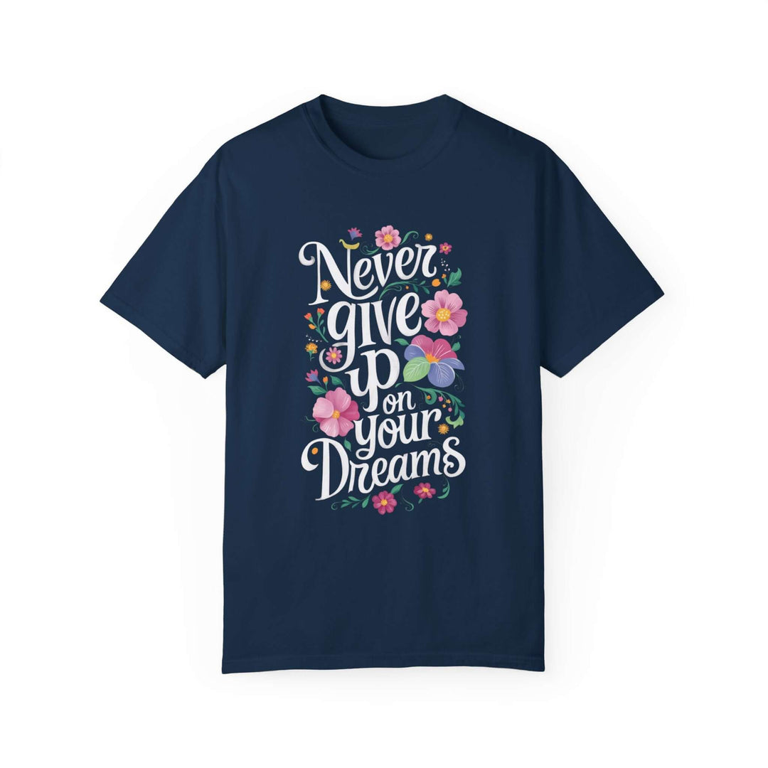 Motivational Quote Floral T-shirt T-Shirt Printify True Navy S