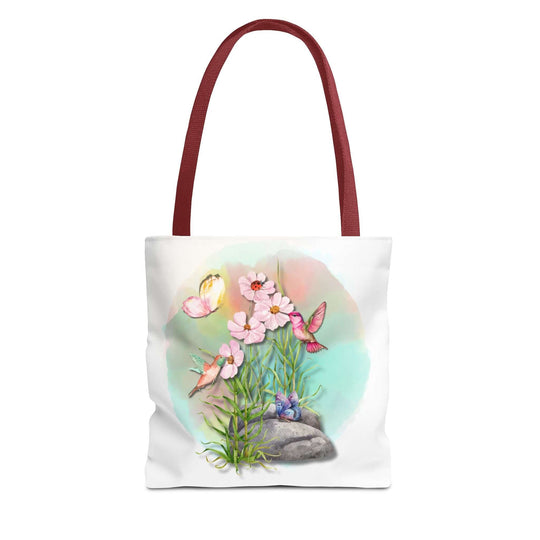 Spring Watercolor Nature-Inspired Tote Bag Bags Printify 13" × 13'' Red