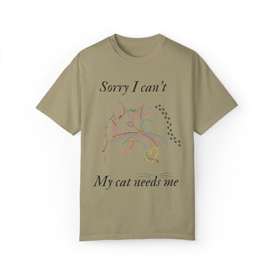 Cat Lover T-shirt - Sorry I can't My cat needs me T-Shirt Printify Khaki S