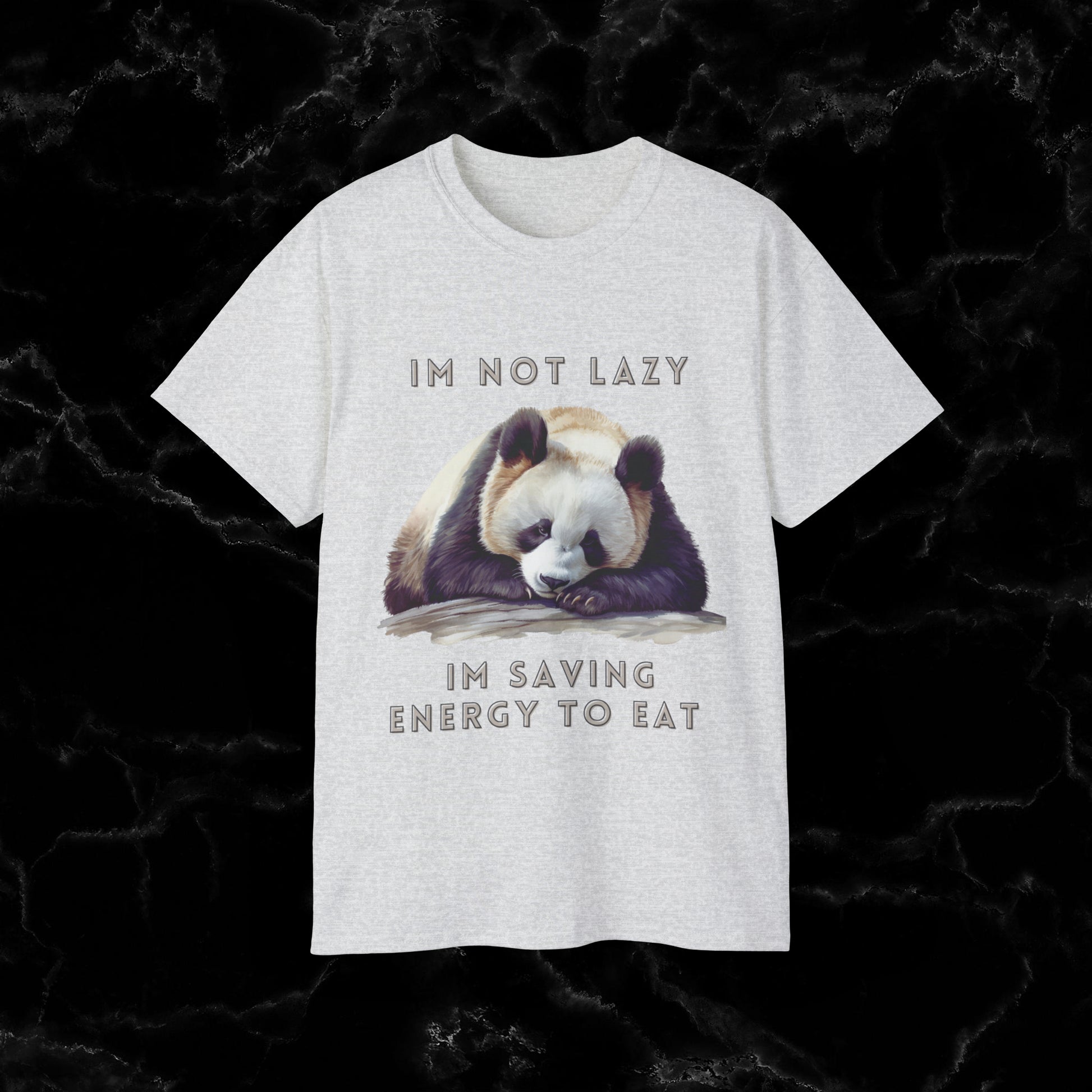 Nap Time Panda Unisex Funny Tee - Hilarious Panda Nap Design - I'm Not Lazy, I'm Saving Energy to Eat T-Shirt Ash S 