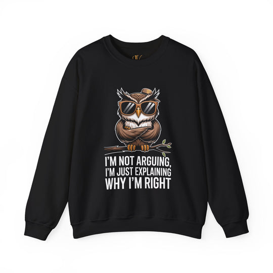 Crewneck Sweatshirt - Funny Owl Sweatshirt Printify S Black