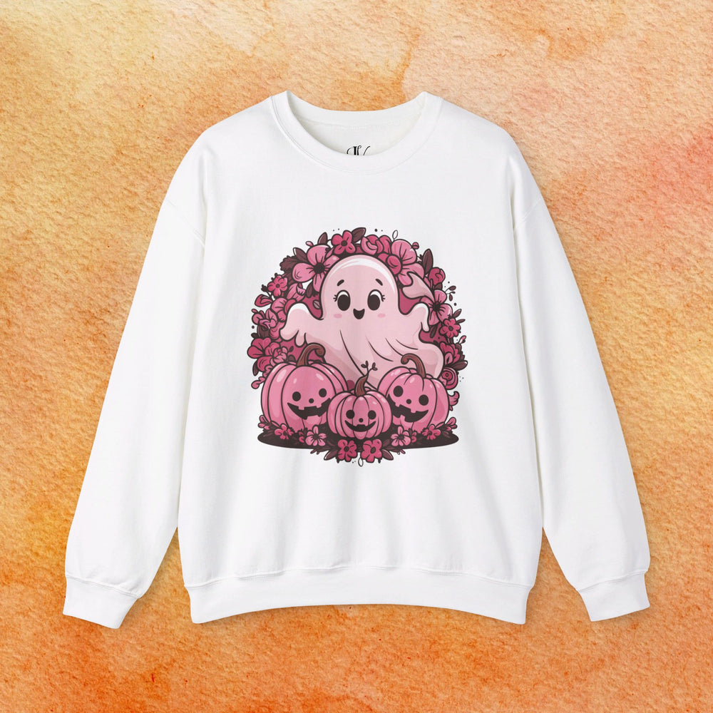 Cute Pink Ghost Halloween Sweatshirt