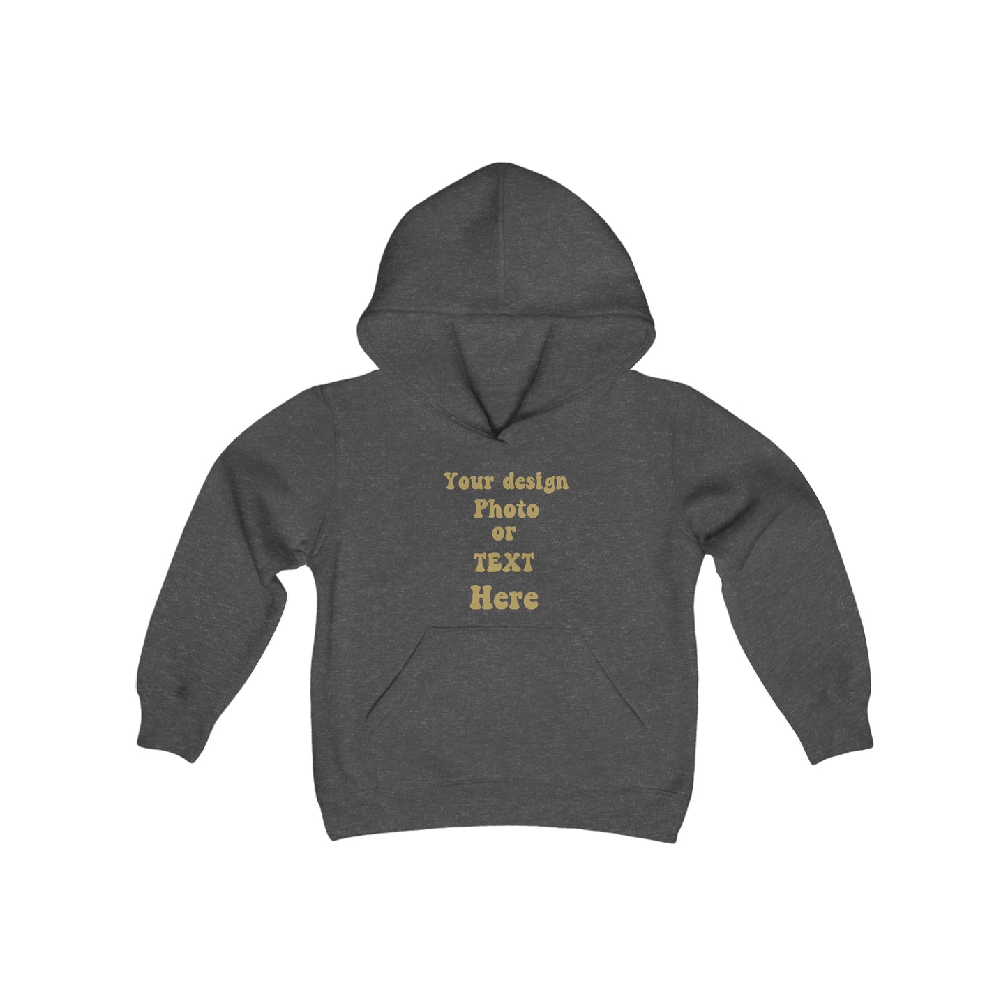Youth Heavy Blend Hooded Sweatshirt - Personalize It with Text and Photo Kids clothes Dark Heather S 