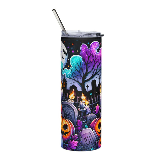 20oz Stainless Steel Tumbler — Halloween Ghosts, Jack‑o'Lanterns & Moon Glow Mug Printify