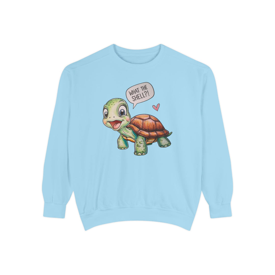 Turtle What The Shell Sweatshirt Sweatshirt Printify Chambray S