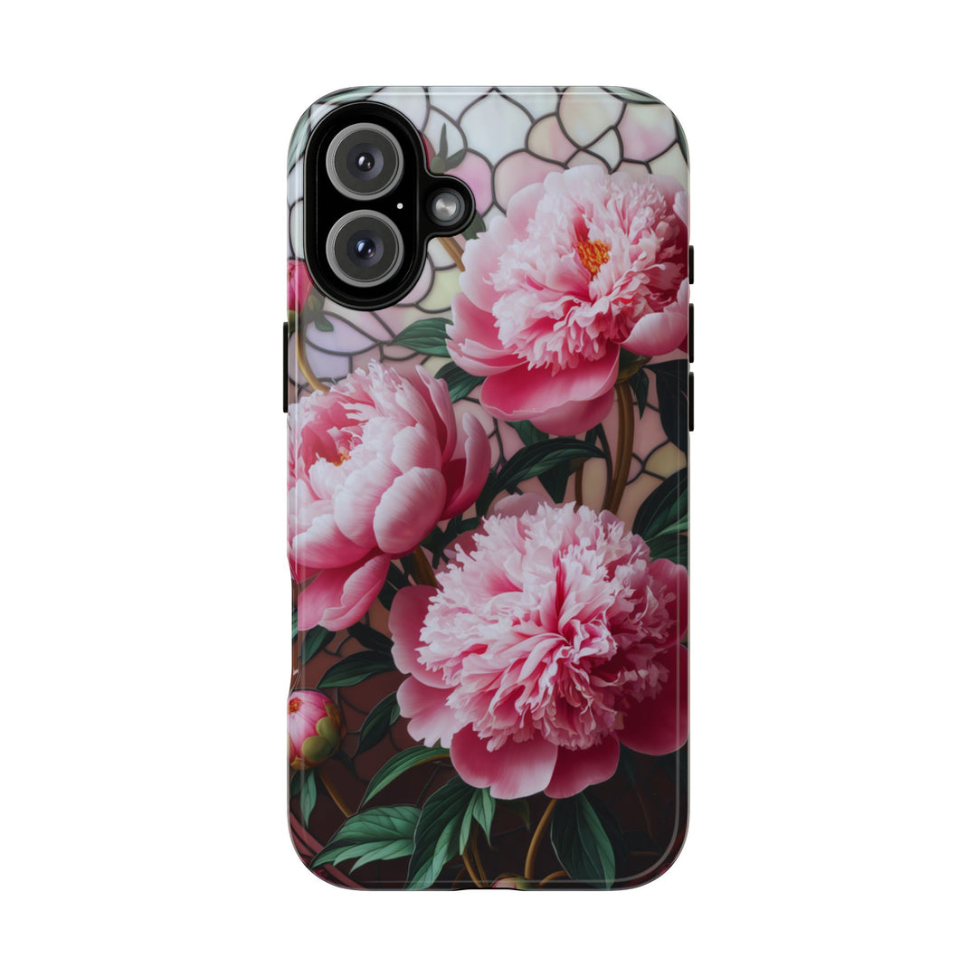 Phone Case Art Deco Pink Peonies Phone Case Printify iPhone 16 Plus Glossy