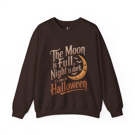 Vintage Halloween Crewneck Sweatshirt - The Moon is Full, Night is Dark