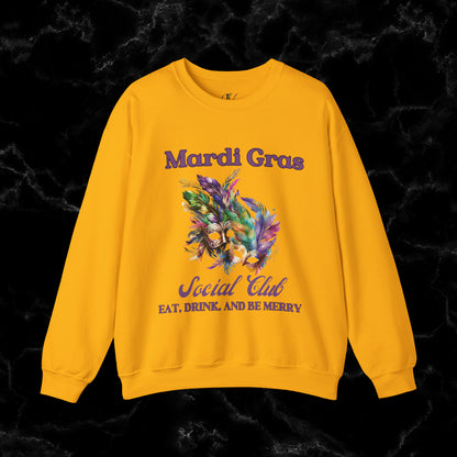 Mardi Gras Sweatshirt Women - NOLA Luxury Bachelorette Sweater, Unique Fat Tuesday Shirt, Louisiana Girls Trip Sweater, Mardi Gras Social Club Chic Sweatshirt S Gold 
