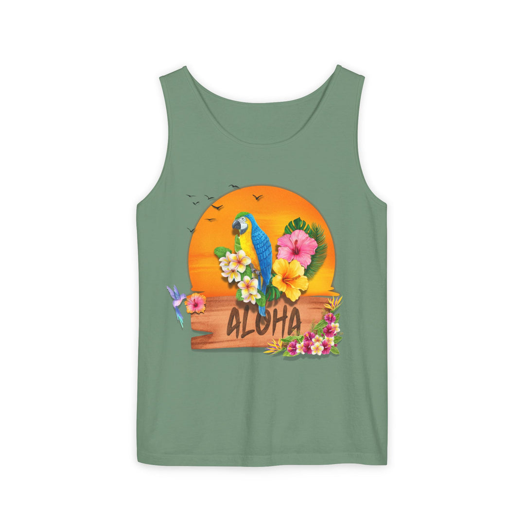 Tropical Parrot Aloha Tank Top Tank Top Printify Light Green S