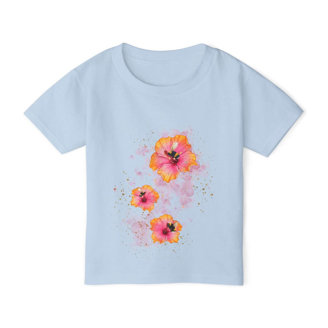 Toddler T-shirt - Vibrant Orange Hibiscus Watercolor Kids clothes Printify Light Blue 2T