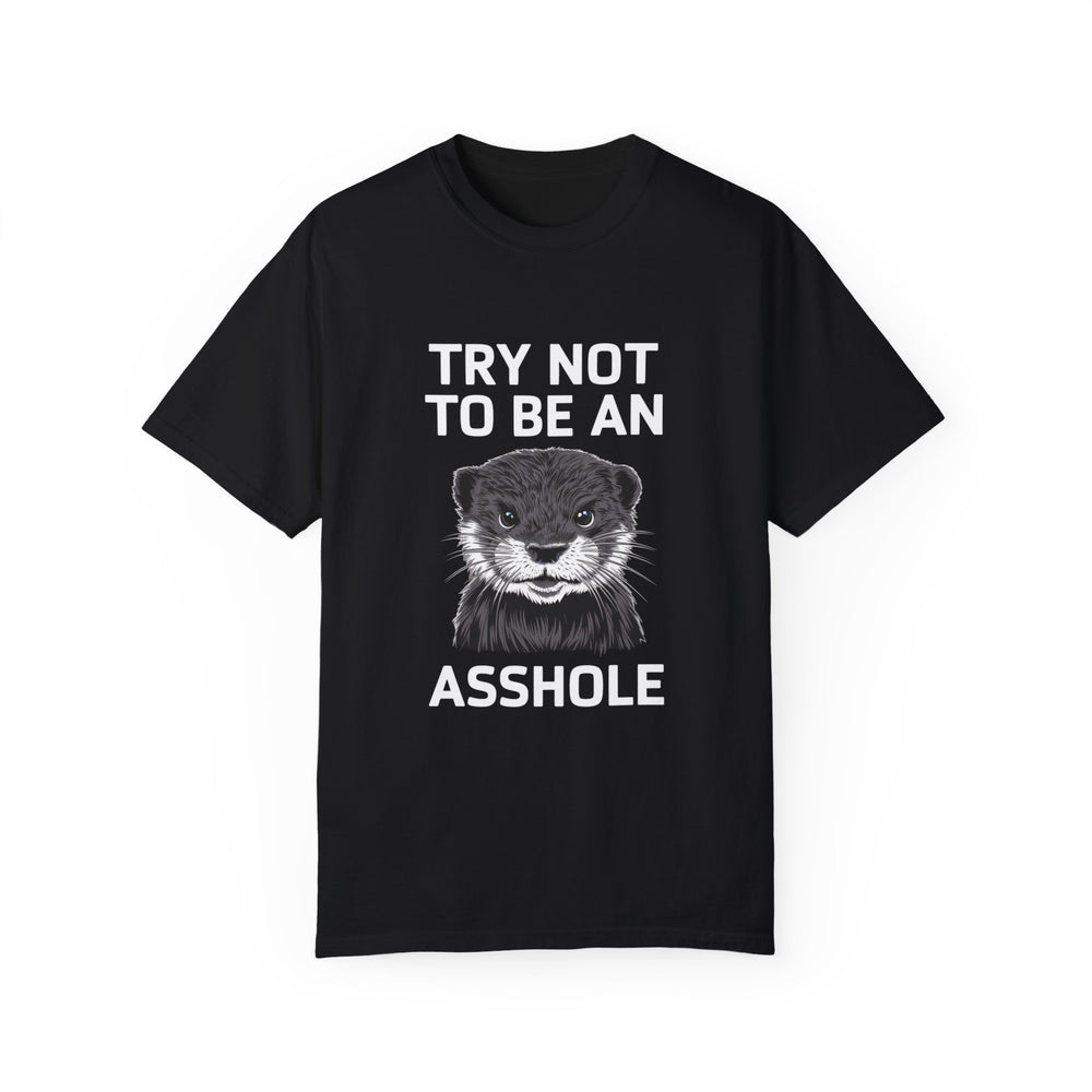 Otter Graphic T-shirt - Try Not To Be An Asshole T-Shirt Printify Black S