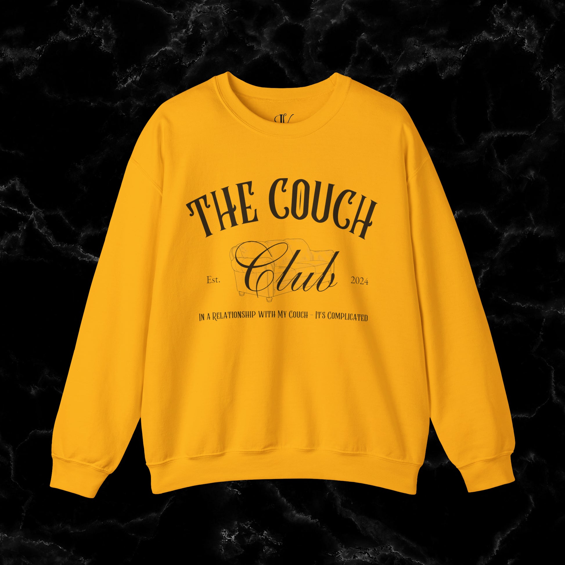 The Couch Club Crewneck Sweatshirt – Funny, Vintage, and Oversized: The Perfect Gift for Her and Your Best Friend Sweatshirt S Gold 