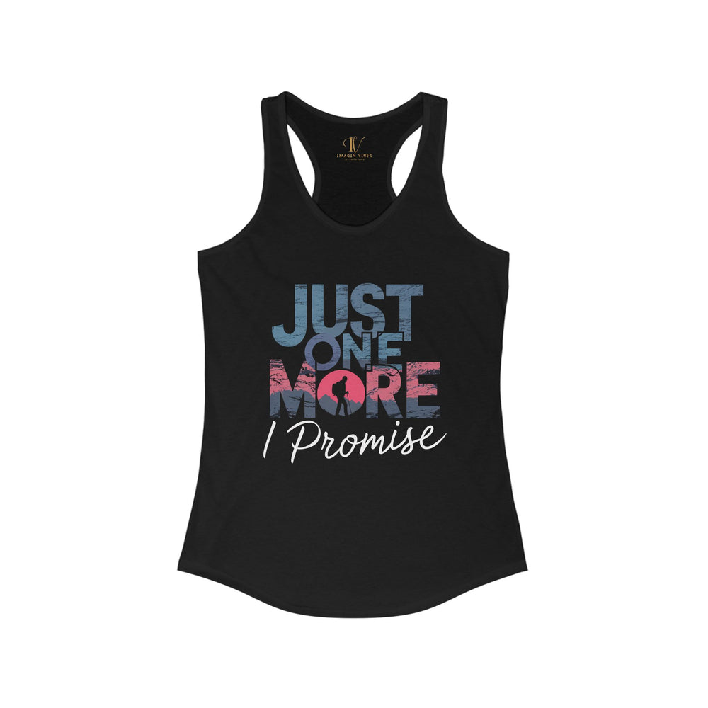 Hiking Racerback Tank 'Just One More, I Promise' Tank Top Printify XS Solid Black