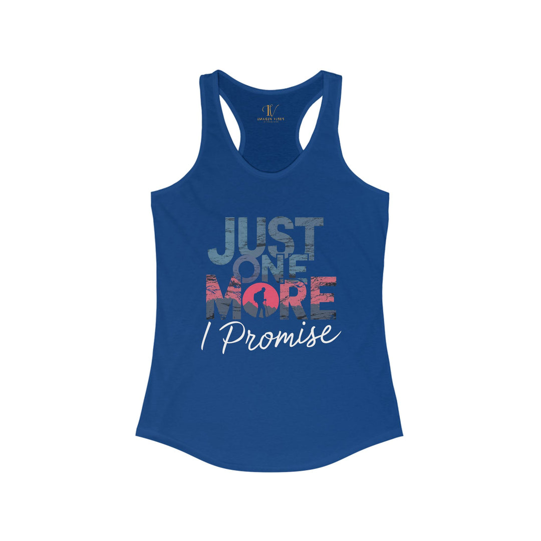 Hiking Racerback Tank 'Just One More, I Promise' Tank Top Printify XS Solid Royal