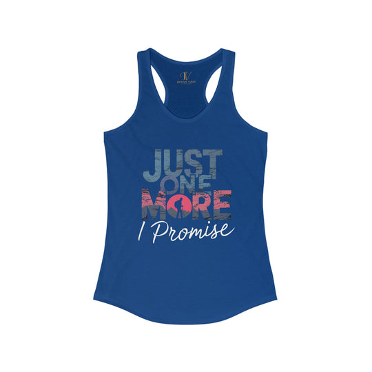 Hiking Racerback Tank 'Just One More, I Promise' Tank Top Printify XS Solid Royal