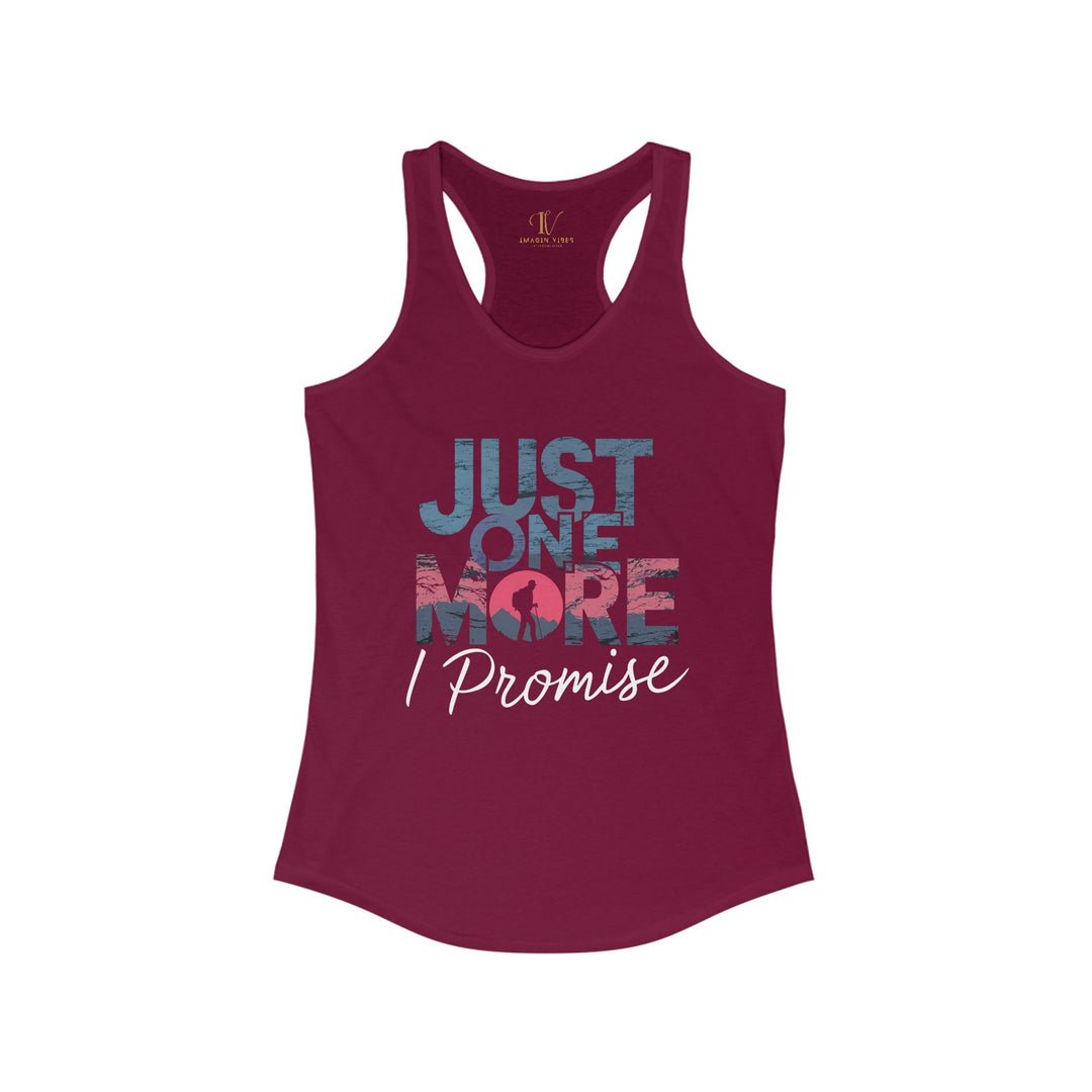 Hiking Racerback Tank 'Just One More, I Promise' Tank Top Printify XS Solid Cardinal Red