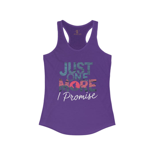 Hiking Racerback Tank 'Just One More, I Promise' Tank Top Printify XS Solid Purple Rush