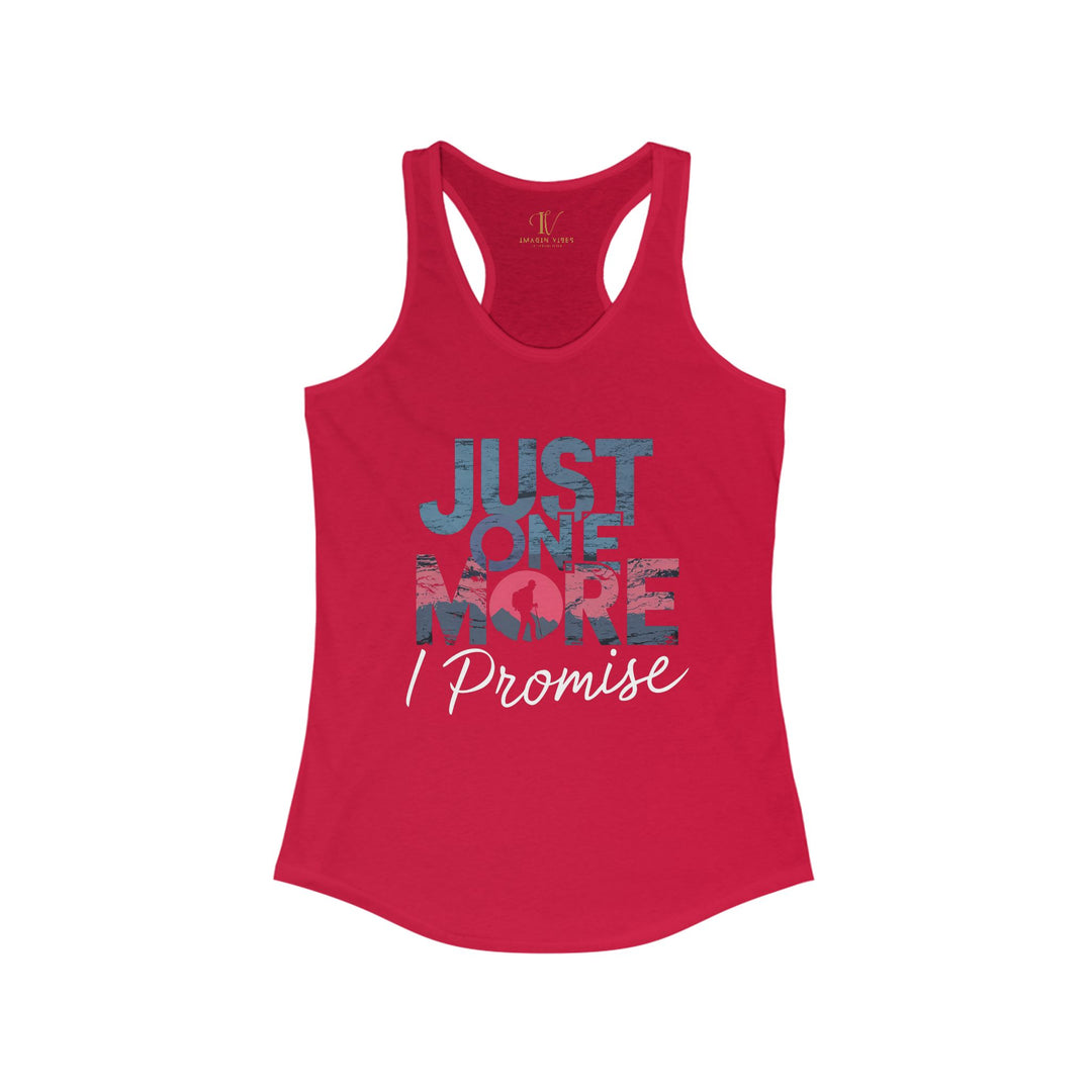 Hiking Racerback Tank 'Just One More, I Promise' Tank Top Printify XS Solid Red