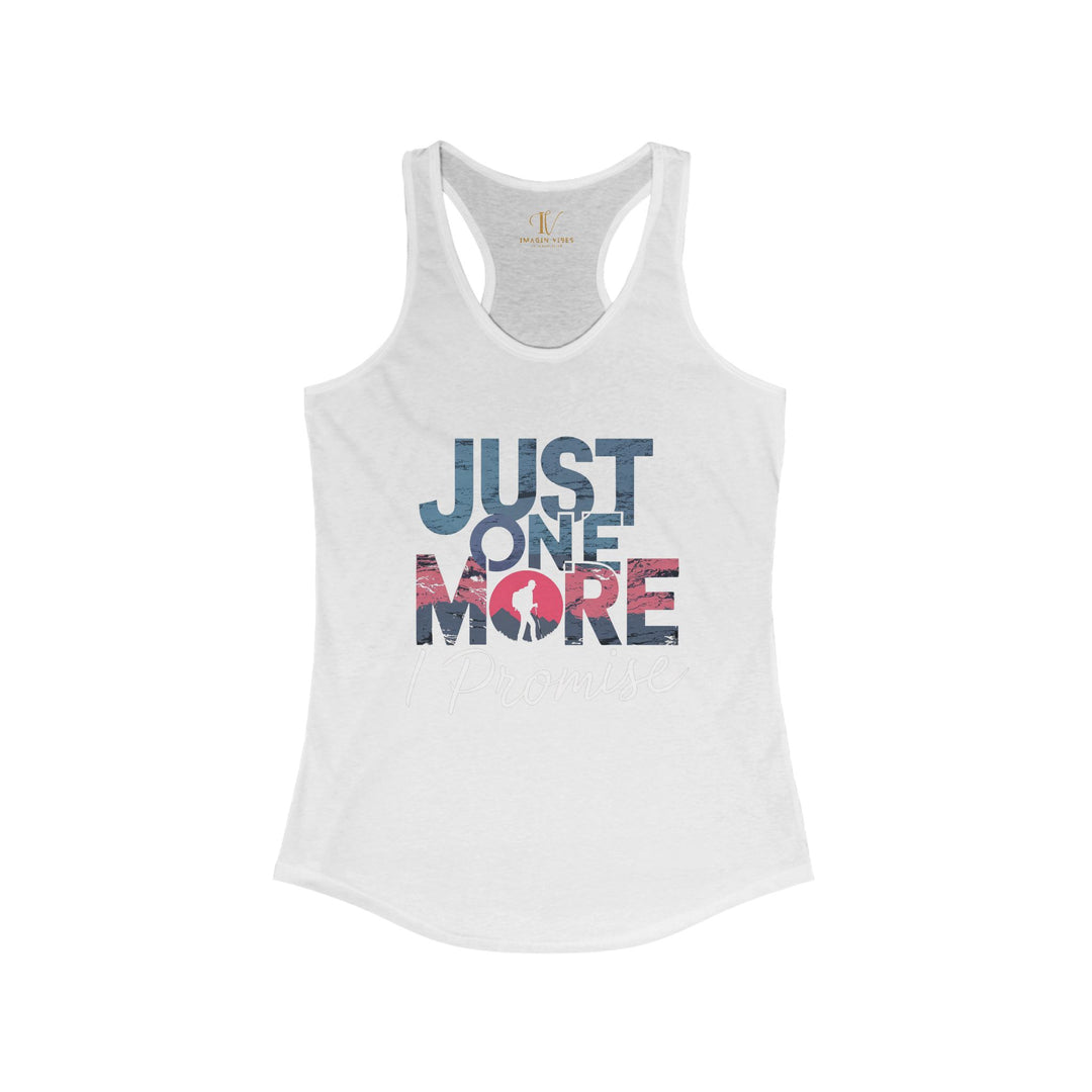 Hiking Racerback Tank 'Just One More, I Promise' Tank Top Printify L Solid White