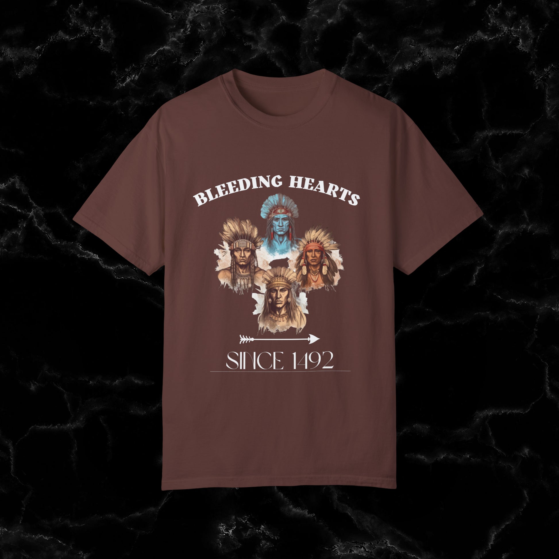 Native American Comfort Colors Shirt - Authentic Tribal Design, Nature-Inspired Apparel, 'Bleeding Hearts since 1492 T-Shirt Vineyard S 