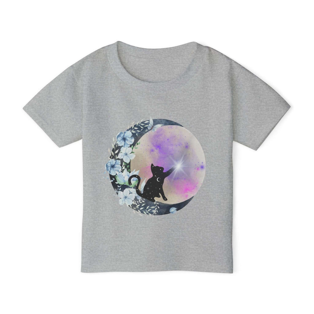 Cat Silhouette Toddler T-shirt with Moon and Stars Kids clothes Printify Sport Grey 2T