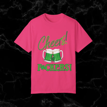 Cheers F**kers Shirt - A Bold Shamrock Statement for Irish Spirits and Good Times T-Shirt Heliconia S 
