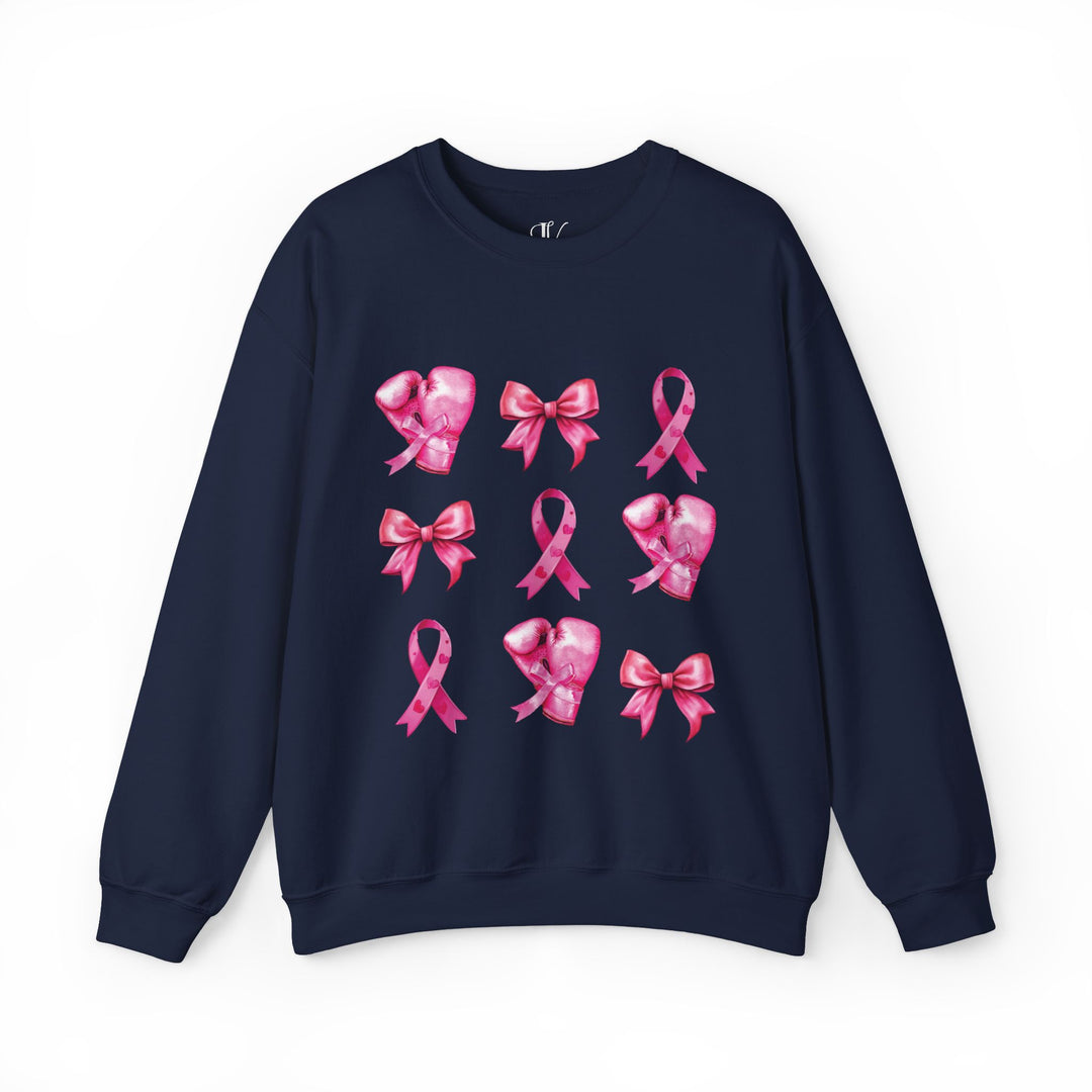 Pink Ribbons and Boxing Gloves Breast Cancer Support Sweatshirt