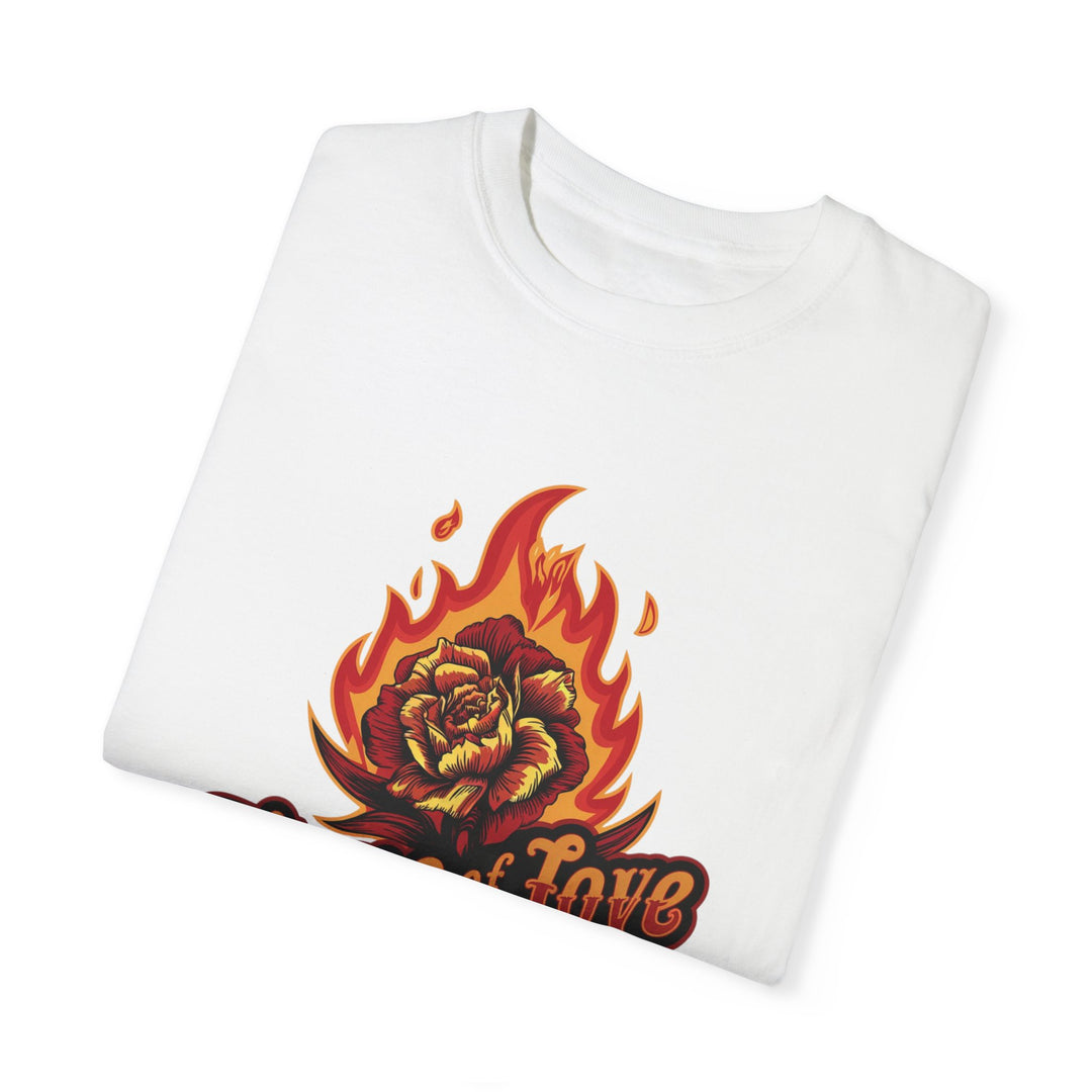 Flame of Love Unisex T-shirt with Rose T-Shirt Printify