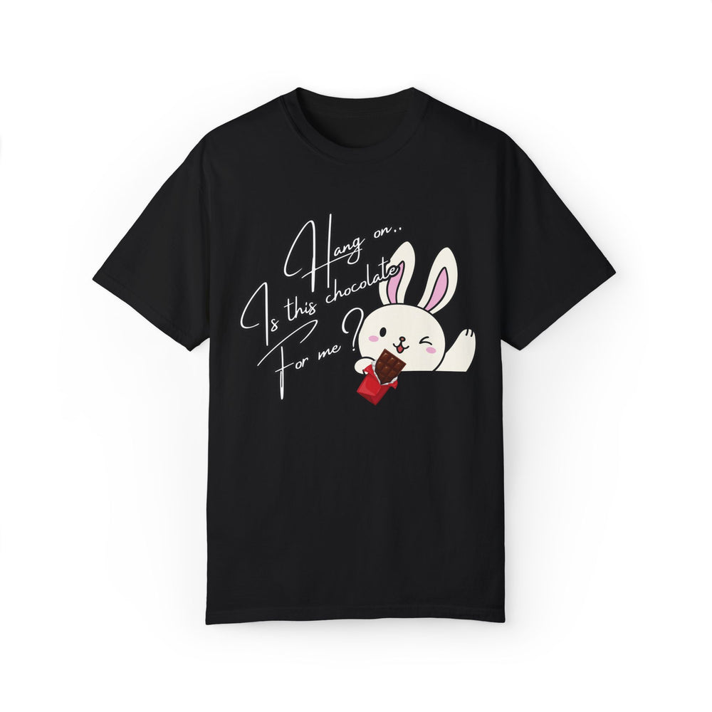 Cartoon Bunny Chocolate Unisex T-shirt T-Shirt Printify Black S