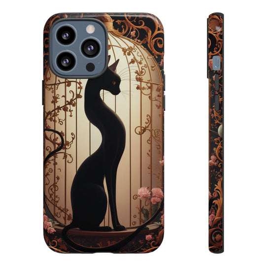 Gothic Tough Cases with Black Cat and Roses Phone Case Printify iPhone 13 Pro Max Glossy