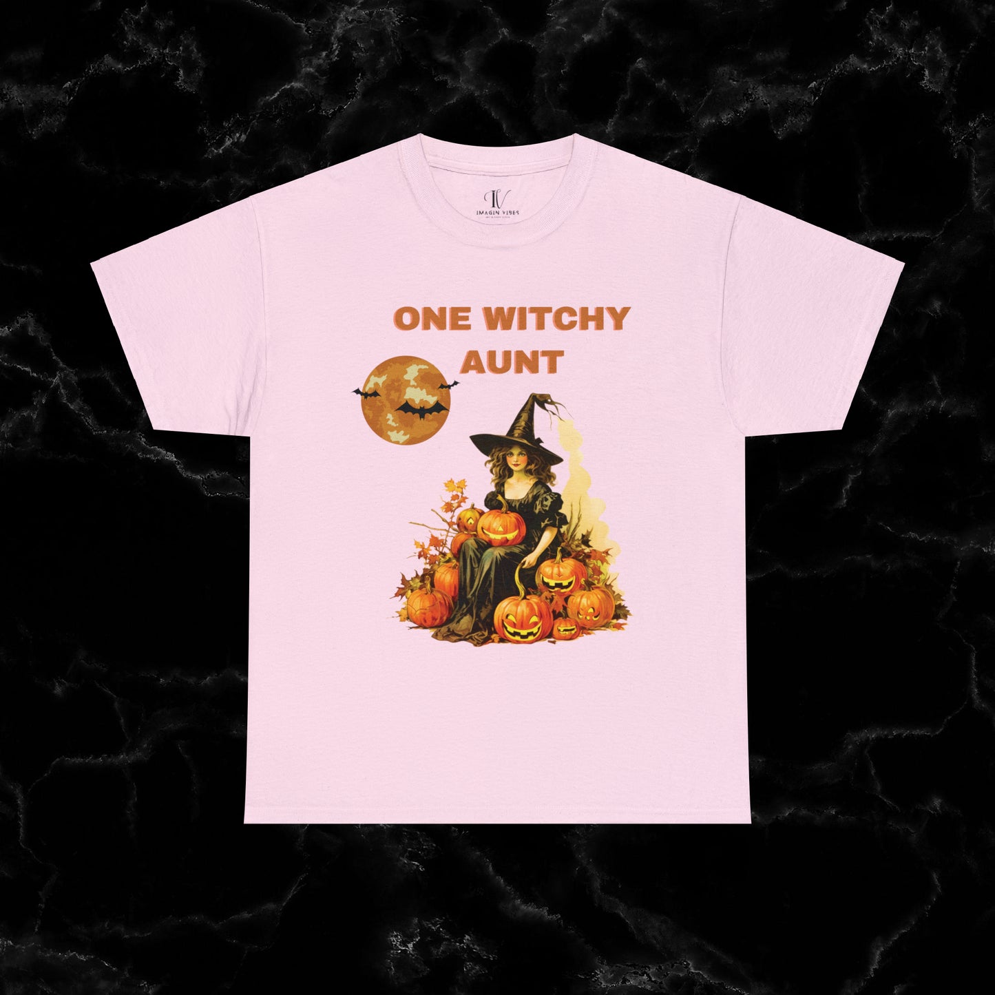 One Witchy Auntie Cotton T-Shirt - Cool Aunt, Aunt Halloween, Perfect Gift for Aunts T-Shirt Light Pink S 