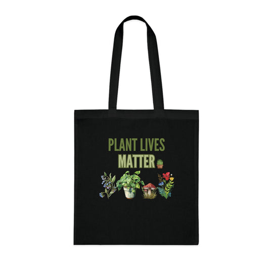Plant Tote Bag - 'PLANT LIVES MATTER' Nature-Inspired Bags Printify One size Black