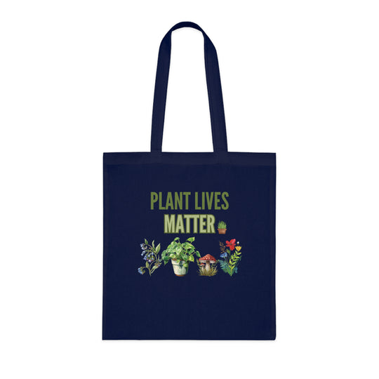 Plant Tote Bag - 'PLANT LIVES MATTER' Nature-Inspired Bags Printify One size Navy Blue