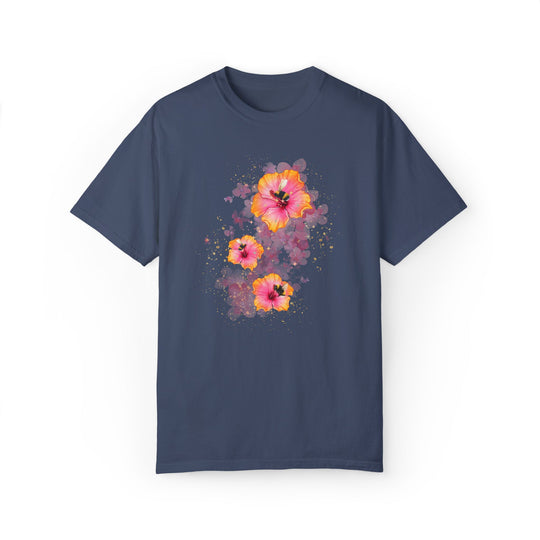 Hibiscus Flower And Bees T-shirt T-Shirt Printify Midnight S