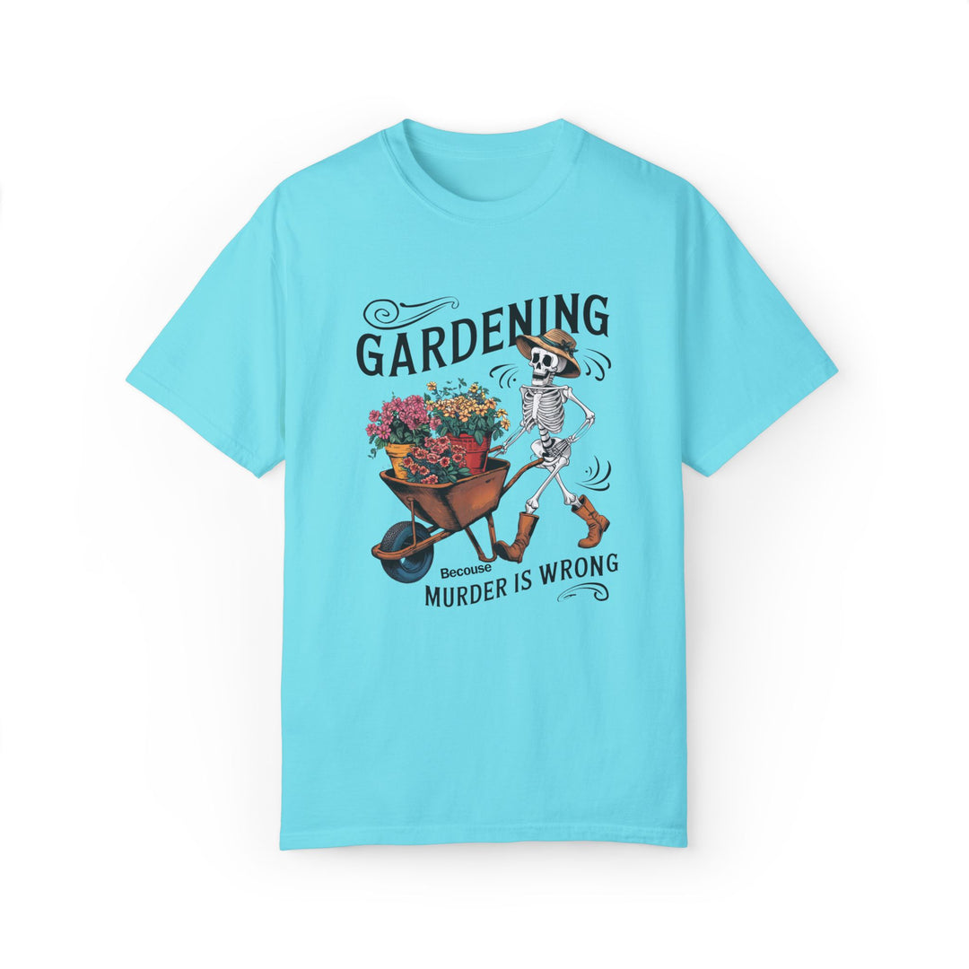 Skeleton Gardening T-shirt T-Shirt Printify Lagoon Blue S