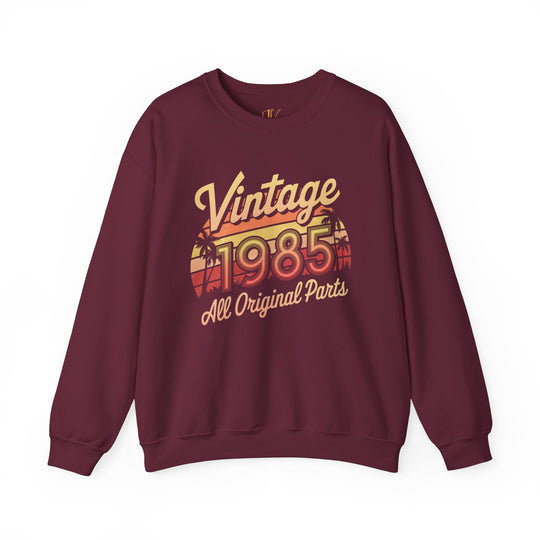 Vintage 1985 Sunset Crewneck Sweatshirt Sweatshirt Printify S Maroon