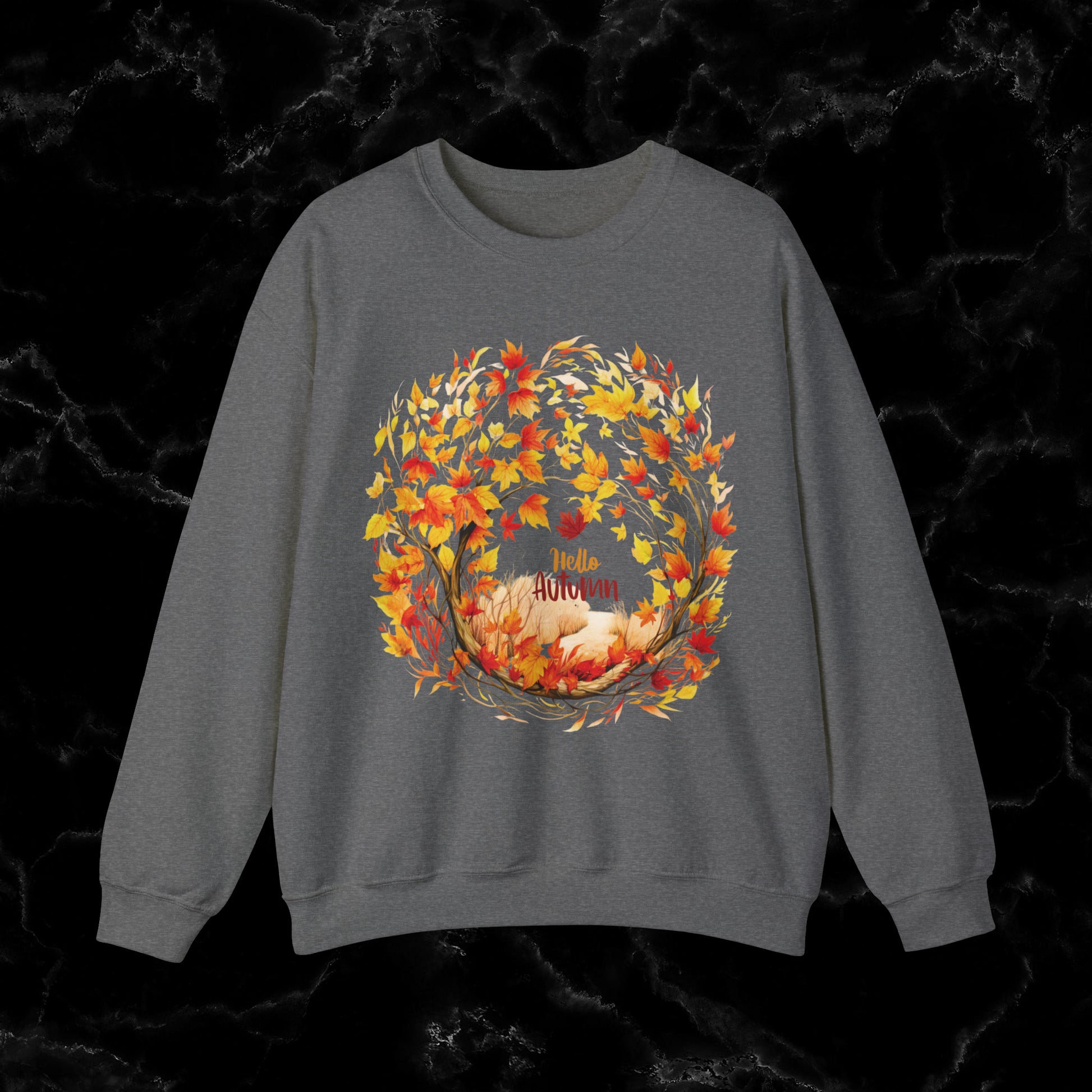 Hello Autumn Sweatshirt | Fall Design | Fall Seasonal Sweatshirt | Autumn Design Sweatshirt S Graphite Heather 