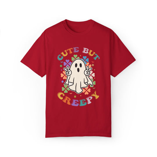 Ghost T-shirt - Cute But Creepy - Halloween Retro Vibe T-Shirt Printify Red S