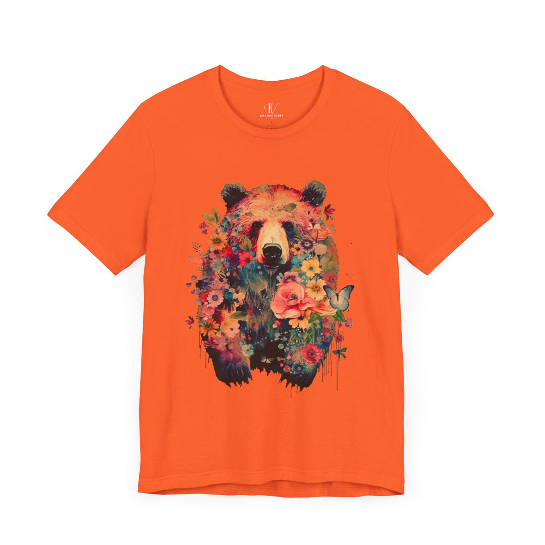 Bear Face Floral Tee T-Shirt Printify Orange S